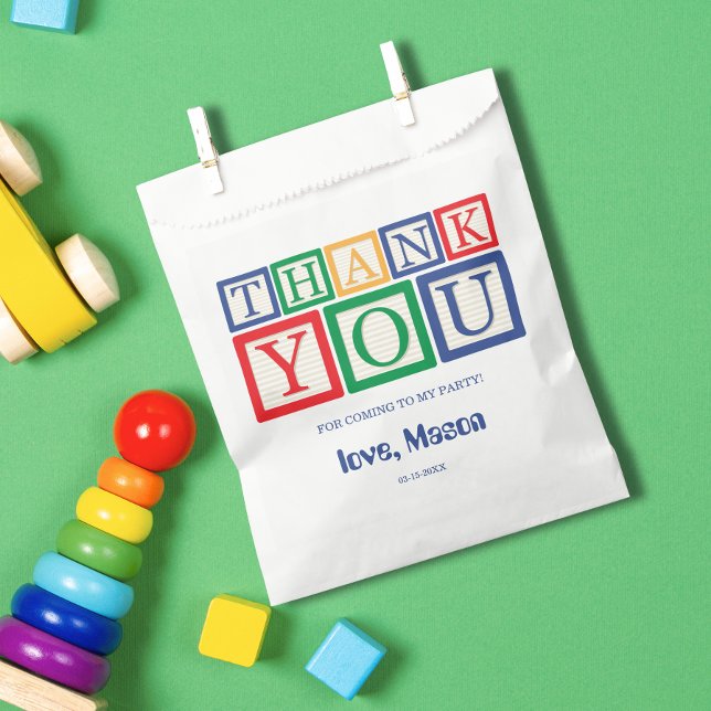 Primary ABC Blocks Thank You Party Favour Bags (Creator Uploaded)