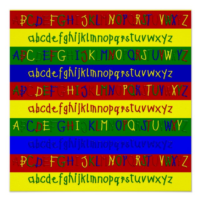 Primary Alphabet Strips-20 x 20 Wall Poster (Front)