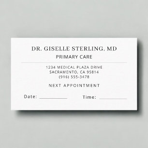 Primary Care Doctor Office Appointment Card