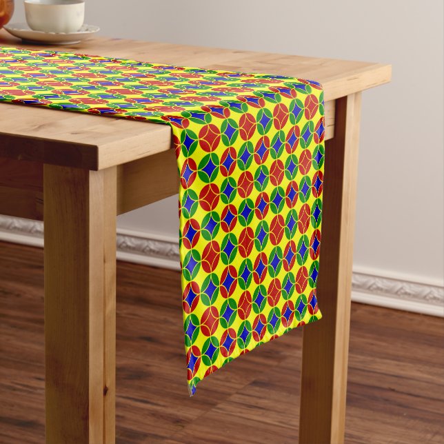 Primary Circles-1-COTTON TABLE RUNNER 14x72in (In Situ)