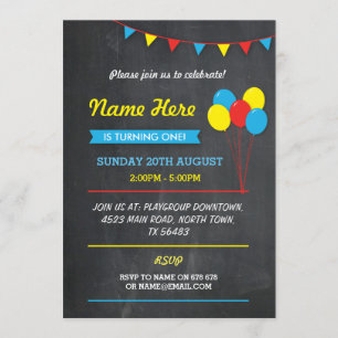 Primary Color Birthday Girls Boys Colour Invite