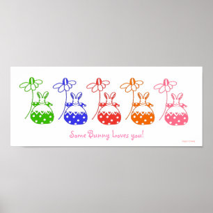 Primary Color Daisy Bunny Poster