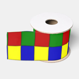Primary Colors BEVELED SQUARES-Grosgrain Ribbon Grosgrain Ribbon