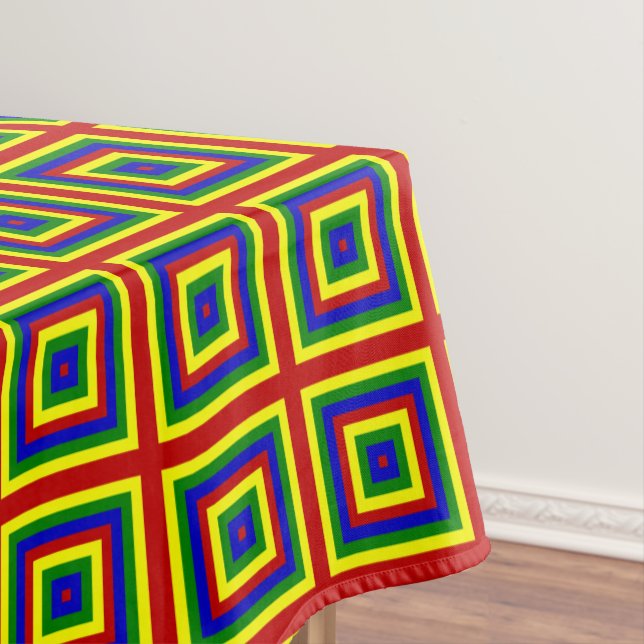 PRIMARY COLORS, LAYERED SQUARES-52x70 TABLECLOTH (In Situ)