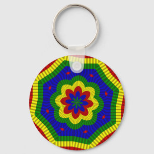 Primary Colors Rolled Flower 1 Key Ring