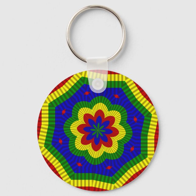 Primary Colors Rolled Flower 1 Key Ring (Front)