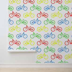 Primary Colour Bicycles Design Wallpaper