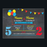 Primary Colour Birthday Girls Boys ANY AGE Invite<br><div class="desc">Primary Colour Balloons Birthday invite,  perfect for two children sharing a birthday party. Simply change the text to suit your party. Back print included.</div>