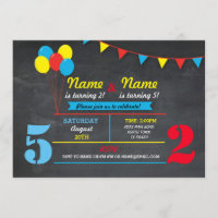 Primary Colour Birthday Girls Boys ANY AGE Invite