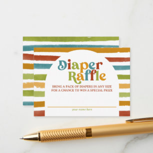 Primary Colour Boho Rainbow Diaper Raffle Enclosure Card