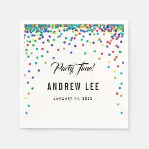 Primary colour confetti sprinkles birthday party napkin