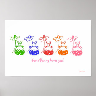 Primary Colour Daisy Bunny Poster