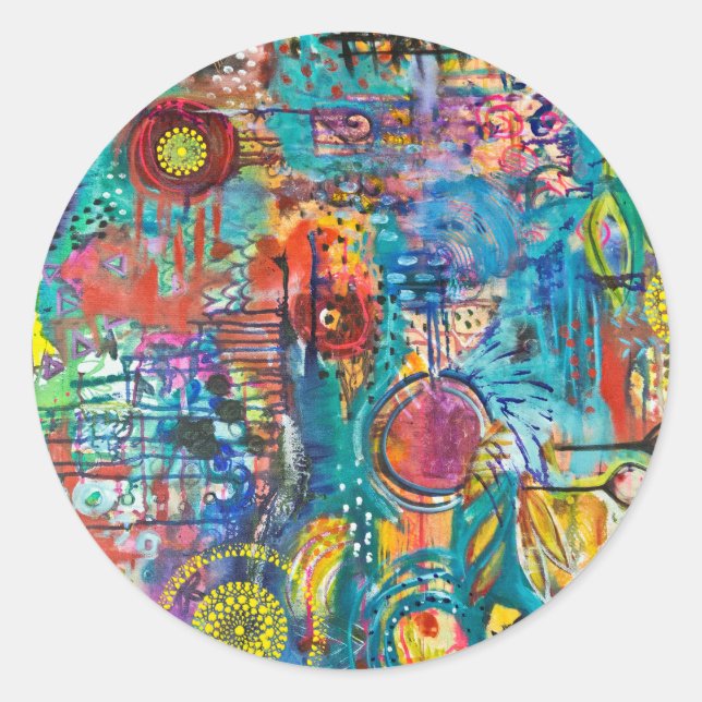 Primary Colour Love Classic Round Sticker (Front)