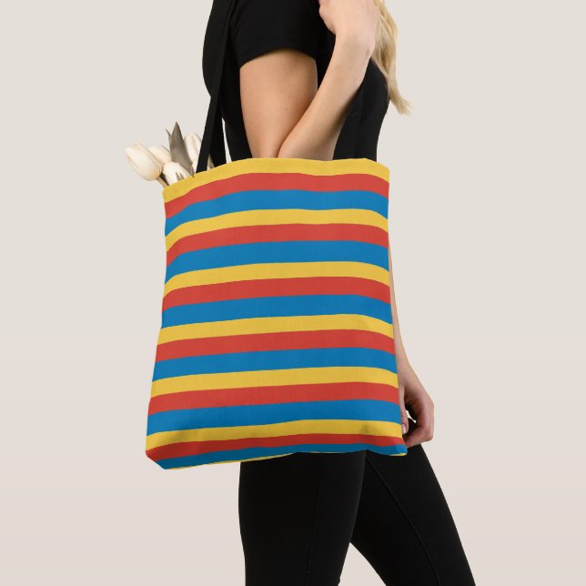 Primary Colour Striped Tote Bag (Close Up)