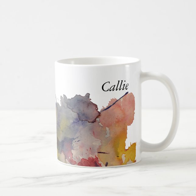 Primary Colour Watercolor Splashes, Personalised,  Coffee Mug (Right)