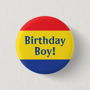 Primary Colours Birthday Boy Kids 3 Cm Round Badge