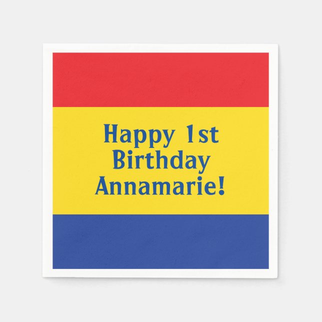 Primary Colours Birthday Party Napkin (Front)