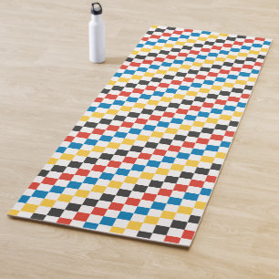 Primary Colours Chequerboard with Personalised Bac Yoga Mat