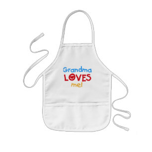 Primary Colours Grandma Loves Me T-shirts Kids Apron