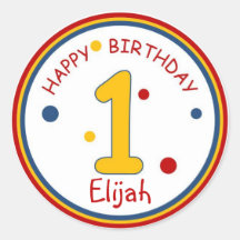 Primary Colours Happy Birthday Number 1