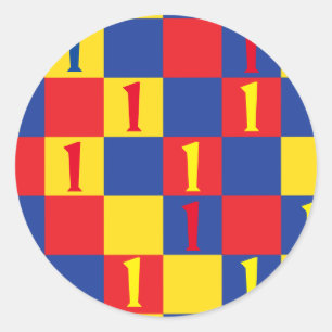 Primary Colours Kids 1st Birthday Party Classic Round Sticker