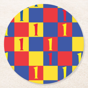 Primary Colours Kid's Birthday Party Round Paper Coaster