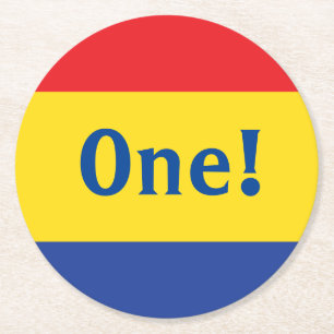 Primary Colours Kid's Birthday Party Round Paper Coaster