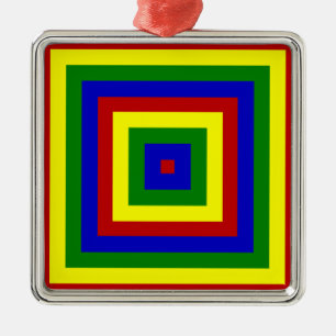 Primary Colours Layered Squares Metal Tree Decoration