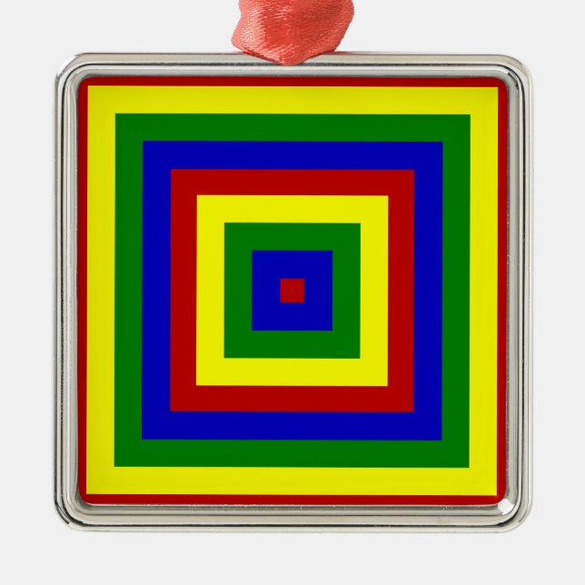 Primary Colours Layered Squares Metal Tree Decoration (Front)