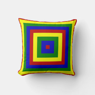 Primary Colours Layered Squares-Sq Throw Pillow