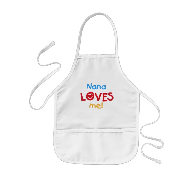 Primary Colours Nana Loves Me T-shirts Kids Apron (Front)