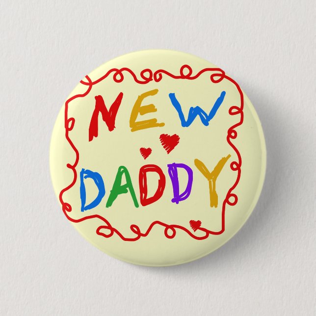Primary Colours New Daddy Tshirts and Gifts 6 Cm Round Badge (Front)
