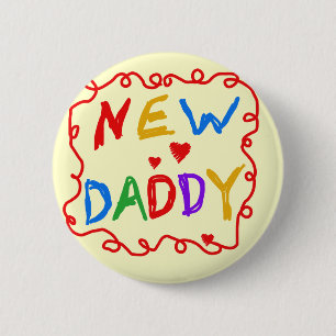 Primary Colours New Daddy Tshirts and Gifts 6 Cm Round Badge