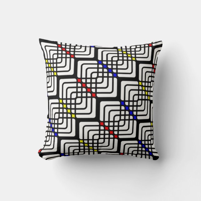 Primary Colours Patterned Throw Pillow (Front)