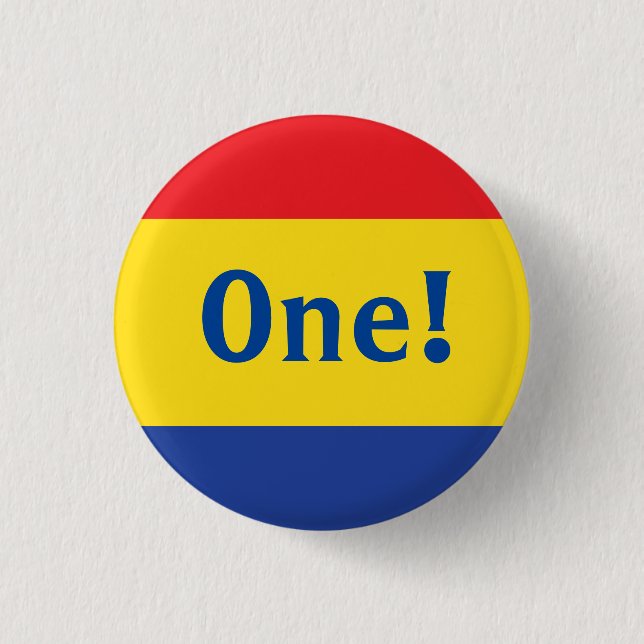 Primary Colours Red Yellow Blue 1st Birthday Party 3 Cm Round Badge (Front)