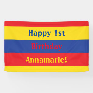 Primary Colours Red Yellow Blue 1st Birthday Party Banner