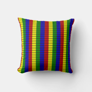 Primary Colours Rolled Stripes 2-Sq Throw Pillow