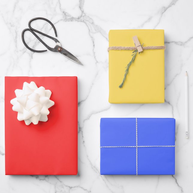 Primary Colours Solid Gift Wrap Set (Front)