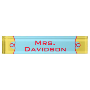 Primary Colours Teacher's Custom Desk Nameplate