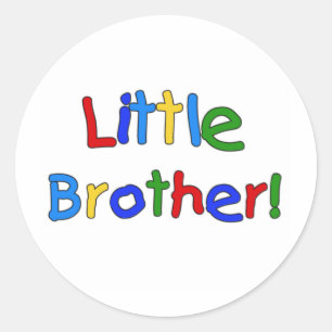 Primary Colours Text Little Brother Classic Round Sticker