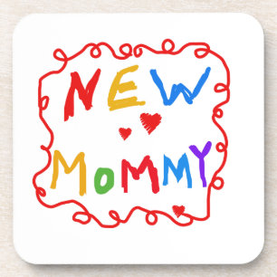 Primary Colours Text New Mummy Gifts Coaster