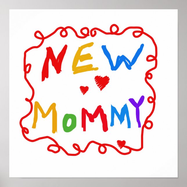 Primary Colours Text New Mummy Gifts Poster (Front)