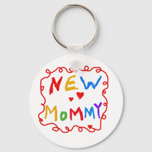 Primary Colours Text New Mummy Tshirts Key Ring
