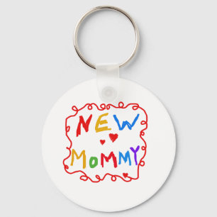 Primary Colours Text New Mummy  Tshirts Key Ring