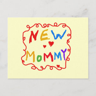 Primary Colours Text New Mummy  Tshirts Postcard