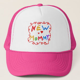 Primary Colours Text New Mummy Tshirts Trucker Hat