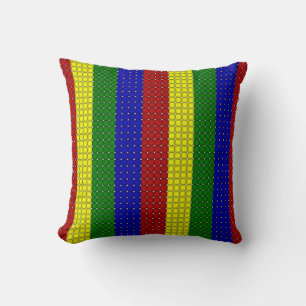 Primary Colours Woven Stripes-Sq Throw Pillow