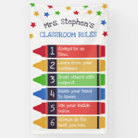 Primary Crayons Stars 6 Classroom Rules