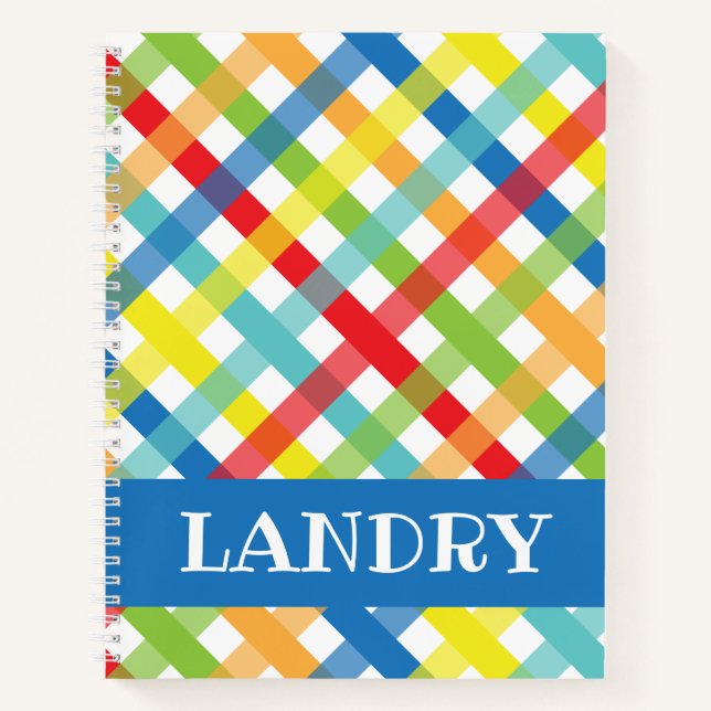 Primary Criss Cross Personalised Spiral Notebook (Front)