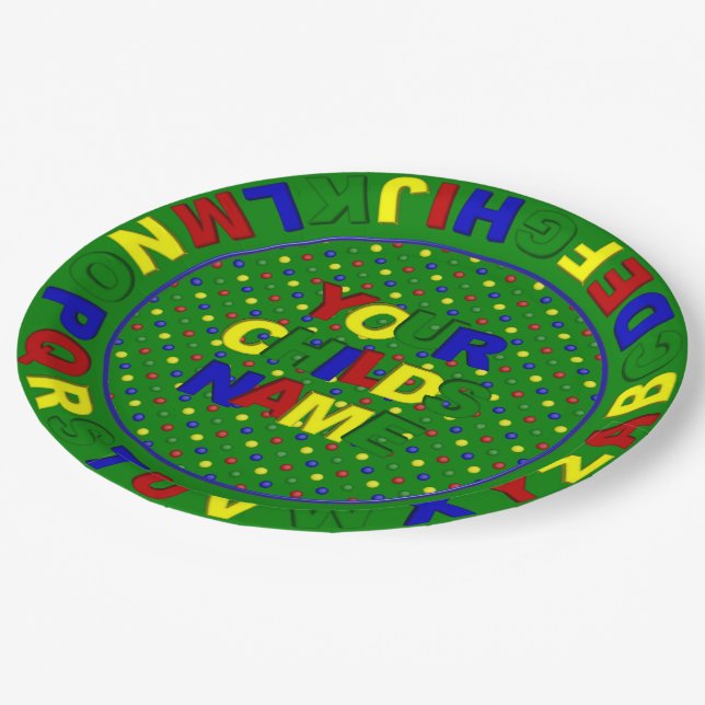 Primary Dots Alphabet, Green-Paper Plate (Angled)